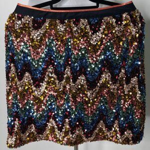 Maeve by Anthropologie Women's Multicolor Zig-Zag Sequined Mini Skirt Size 10